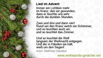 Lied im Advent von Matthias Claudius