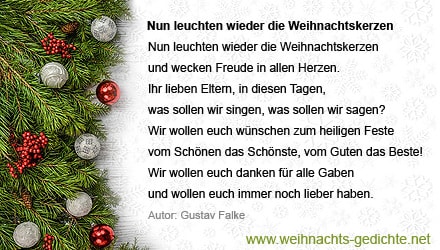 Nun leuchten wieder die Weihnachtskerzen von Gustav Falke