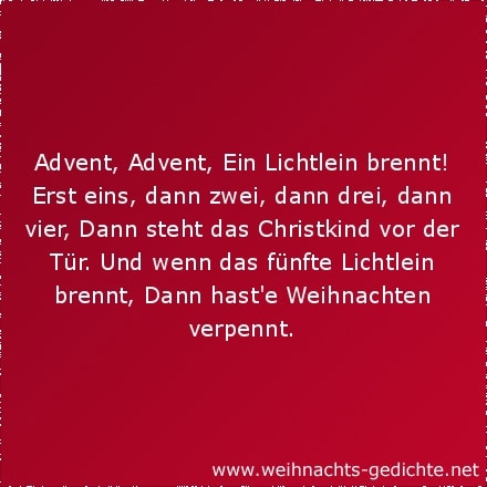 Advent, Advent, ein Lichtlein brennt