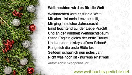 Weihnachten wird es für die Welt von Adele Schopenhauer